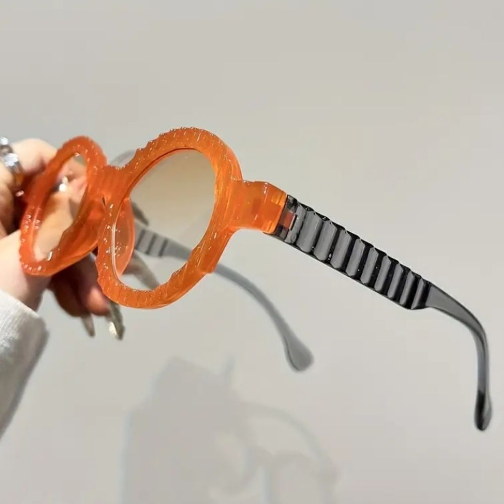 Ladies Bold Orange Round Sunglasses